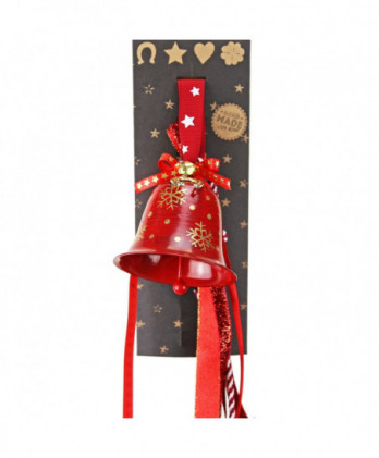 Γούρι Με Μεταλλική Κόκκινη Καμπάνα Και Νιφάδες