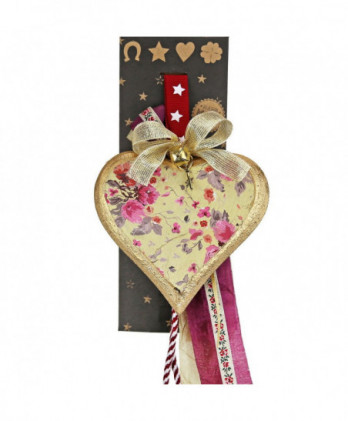 Γούρι Με Vintage Ξύλινη Καρδιά Bloom