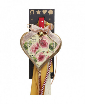 Γούρι Με Vintage Ξύλινη Καρδιά Letters