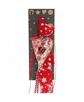 Γούρι Με Ξύλινο Στολίδι Καρδιά Και Κουδουνάκι