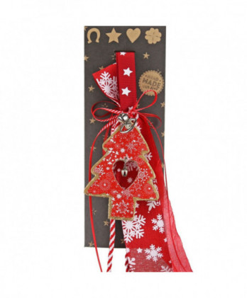 Γούρι Με Ξύλινο Στολίδι Δέντράκι Και Κουδουνάκι