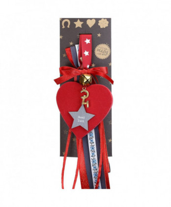 Γούρι Με Κόκκινο Βελούδινο Στολίδι Σε Σχήμα Καρδιά