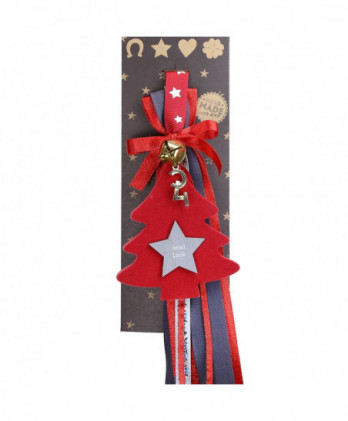 Γούρι Με Κόκκινο Βελούδινο Στολίδι Σε Σχήμα Δεντράκι