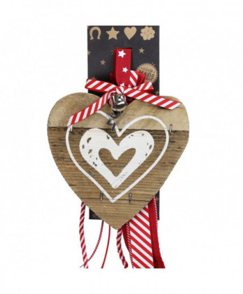 Γούρι Με Καρδία Από Παλίο Ξύλο Και Ζωγραφισμένες Καρδές