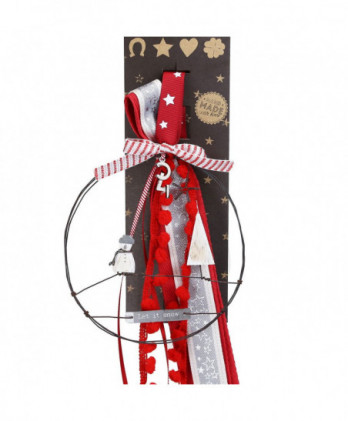 Γούρι Με Συρμάτινο Στεφάνι Και Ξύλινο Χιονάνθρωπο