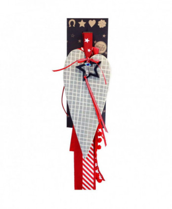 Γούρι Με Καρό Καρδιά Και Μαύρο Αστεράκι