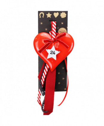 Γούρι Με Κεραμική Κόκκινη Καρδιά Και Ασημί Αστέρι