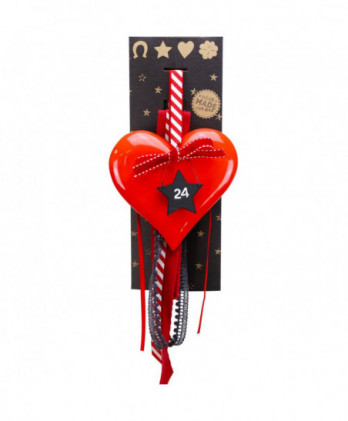 Γούρι Με Κεραμική Κόκκινη Καρδιά Και Μαύρο Αστέρι