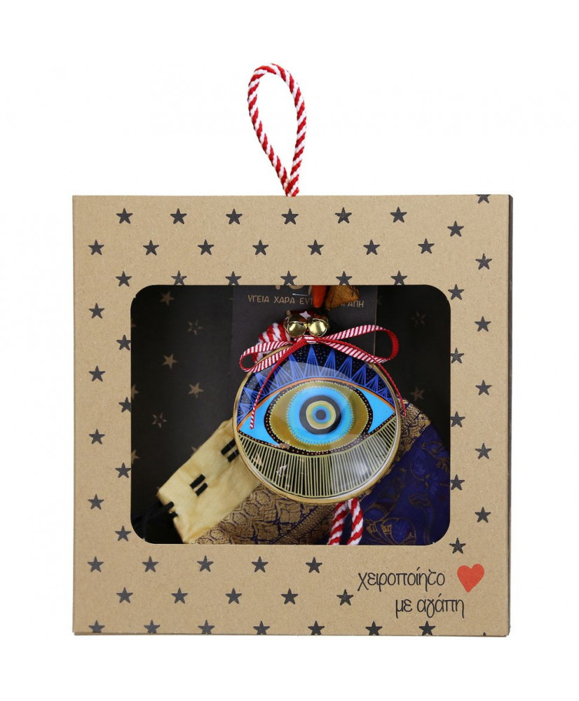 Γούρι Με Μεταλλικό Μάτι Και Χρυσές Γραμμές 18x17,5εκ