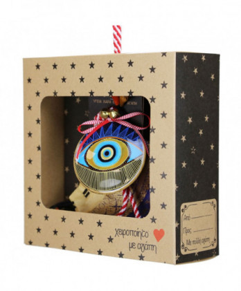 Γούρι Με Μεταλλικό Μάτι Και Χρυσές Γραμμές 18x17,5εκ