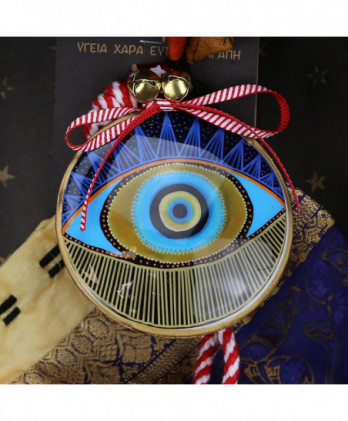 Γούρι Με Μεταλλικό Μάτι Και Χρυσές Γραμμές 18x17,5εκ