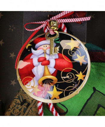 Γούρι Με Μεταλλικό Στολίδι Αγ.Βασίλης Με Τρομπέτα 18x17,5εκ