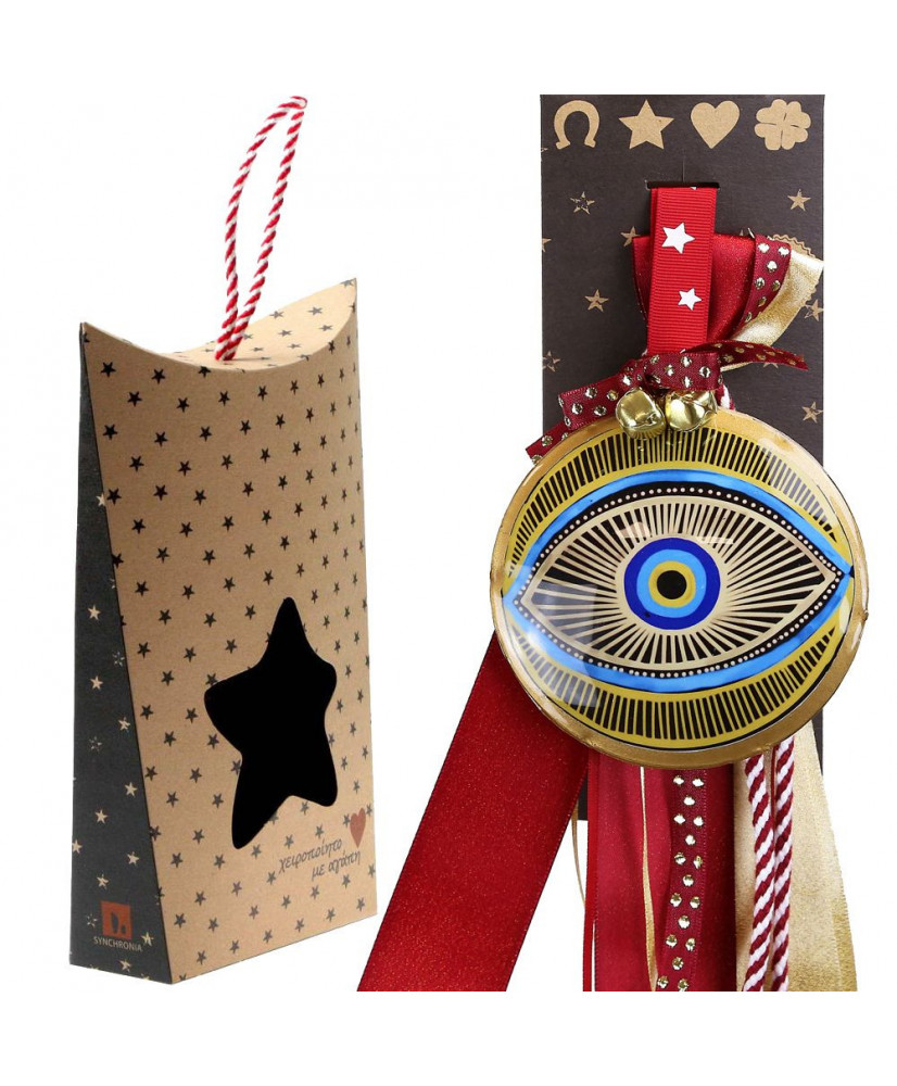 Γούρι Με Μεταλλικό Μάτι Μεγάλο Και Χρυσές Γραμμές 30x19εκ