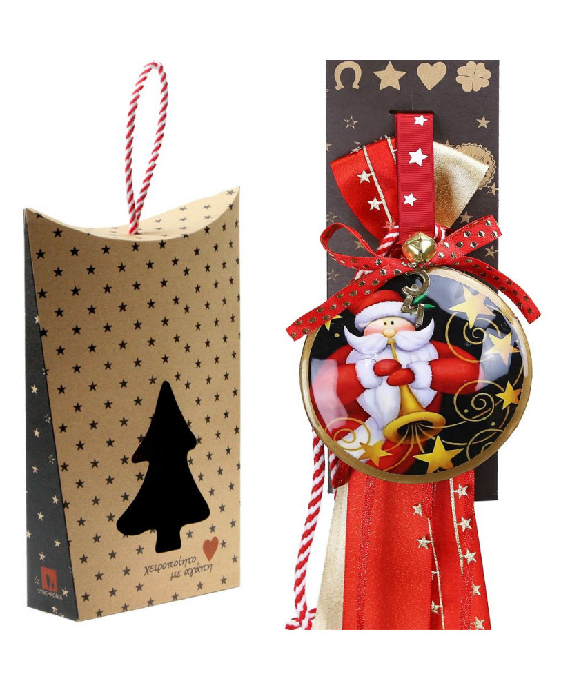 Γούρι Με Αγ.Βασίλης Με Τρομπέτα Από Μέτταλο 30x19εκ