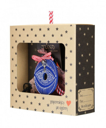 Γούρι Με Στολίδι Από Ξύλο Και Ζωγραφιστό – Μάτι 18x17,5εκ