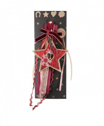 Γούρι Με Ξύλινο Αστέρι – Νιφάδα Και Κουδουνάκι