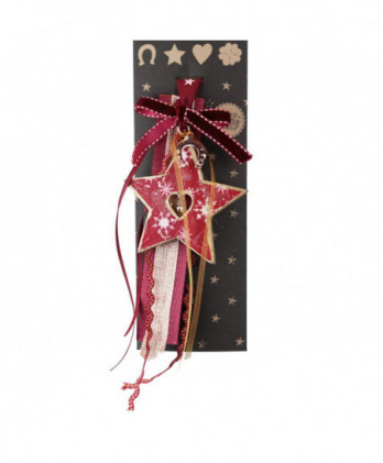 Γούρι Με Ξύλινο Αστέρι – Μικρές Νιφάδες Και Κουδουνάκι