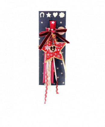 Γούρι Με Ξύλινο Κόκκινο Αστέρι Και Κουδουνάκι – Κλειδί