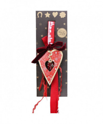 Γούρι Με Ξύλινη Μακρυά Καρδιά Και Κουδουνάκι – 2024