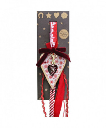 Γούρι Με Ξύλινη Μακρυά Καρδιά Και Κουδουνάκι – Κλειδί