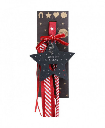 Γούρι Με Ξύλινο Αστέρι Απο Μαυροπίνακα