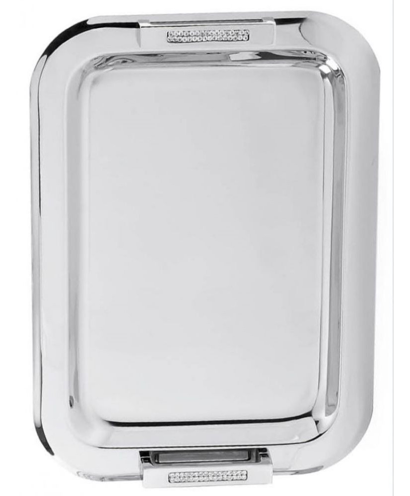 Δίσκος Γάμου Ανοξείδωτος Τετράγωνος Με Χερούλι Διπλό Πλακέ Και Στρας