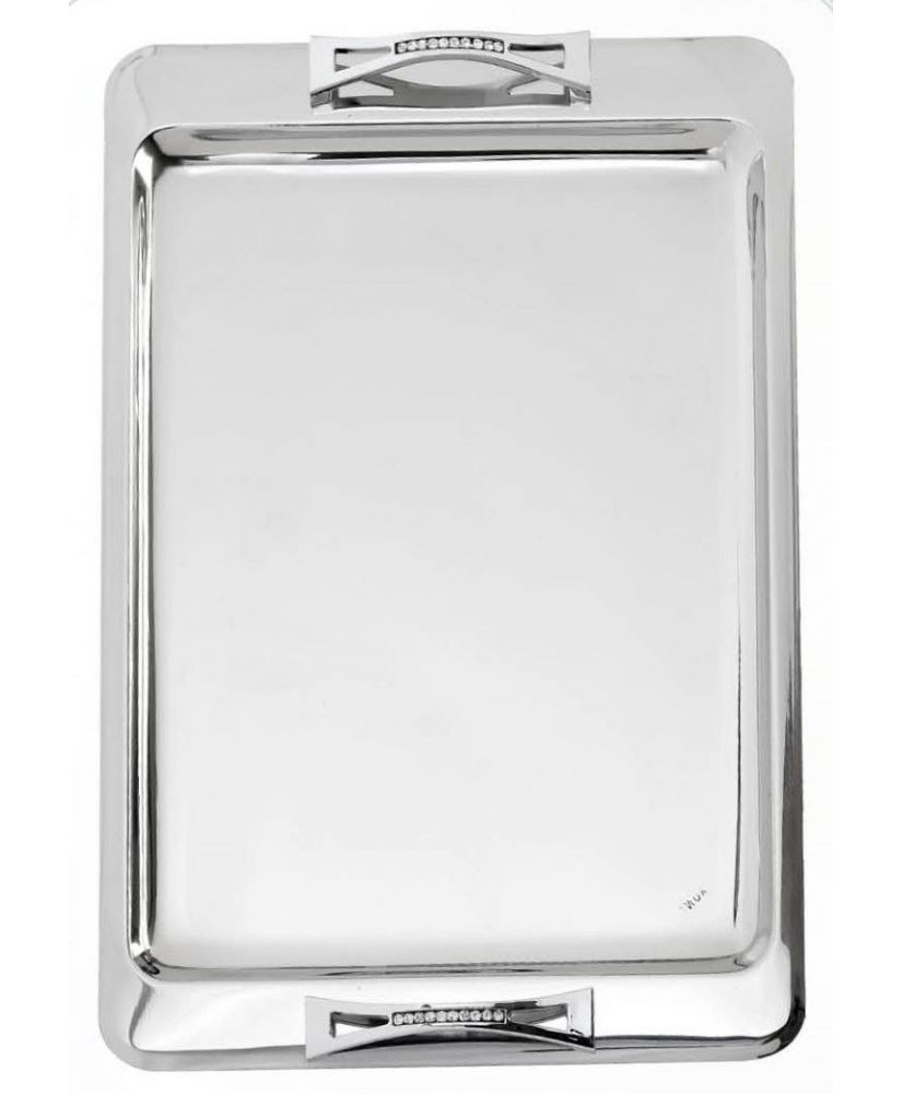 Δίσκος Γάμου Ανοξείδωτος Με χερούλι Σε Σχήμα Παπιόν Και Στρας