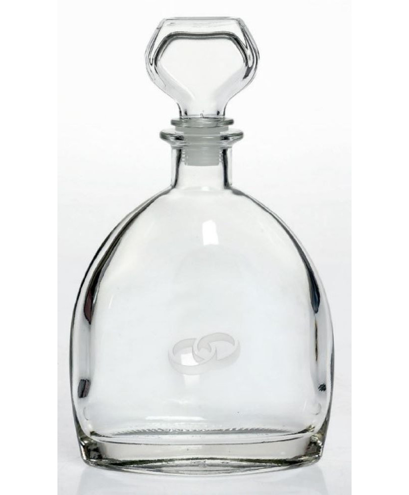 Καράφα Γάμου Κρυστάλλινη Με Σχέδιο Δυο Ενωμένες Βέρες