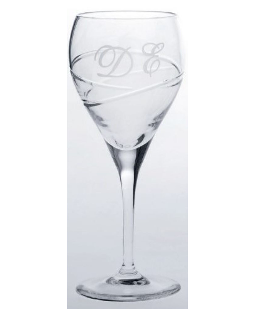 Ποτήρι Κρασιού Γάμου Κολωνάτο Με Σκαλιστό Σχέδιο Και Μονογράμματα