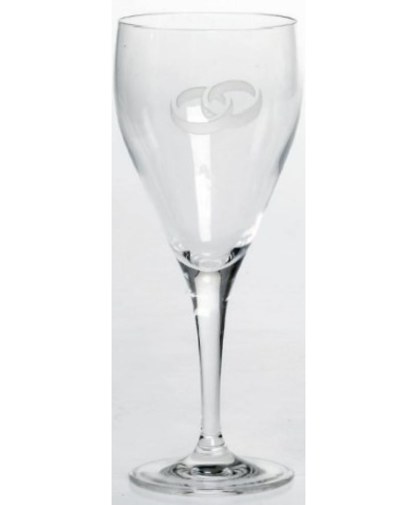 Ποτήρι Κρασιού Γάμου Κολωνάτο Με Σχέδιο Δυο Βέρες Ενωμένες