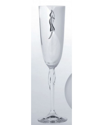 Ποτήρι Σαμπάνιας Γάμου Κολωνάτο Με Σχέδιο Λουλούδι