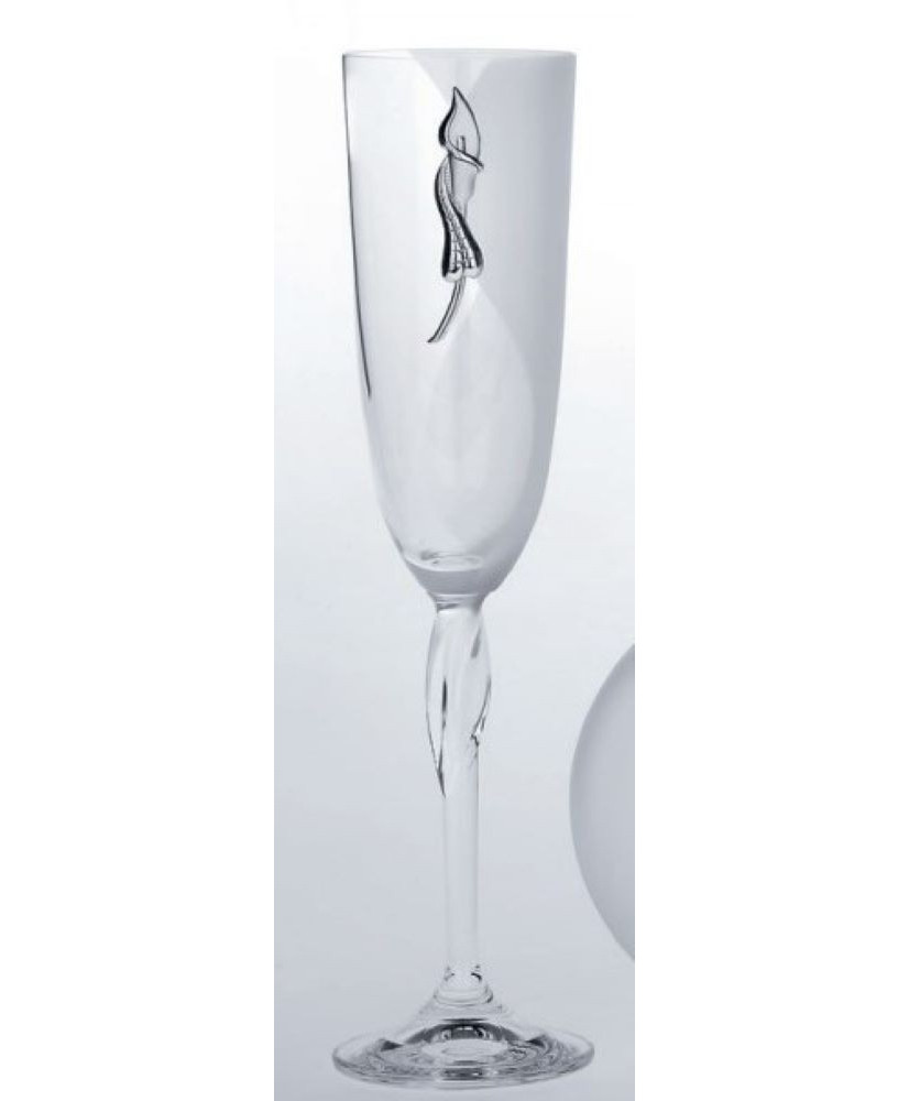 Ποτήρι Σαμπάνιας Γάμου Κολωνάτο Με Σχέδιο Λουλούδι