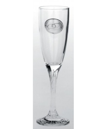 Ποτήρι Σαμπάνιας Γάμου Κολωνάτο Με Ασημί Στοιχείο Και Σχέδιο Δυο Βέρες Ενωμένες