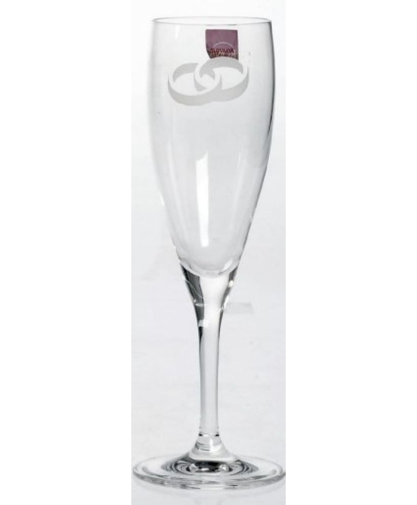 Ποτήρι Σαμπάνιας Γάμου Κολωνάτο Με Σχέδιο Δυο Βέρες Ενωμένες