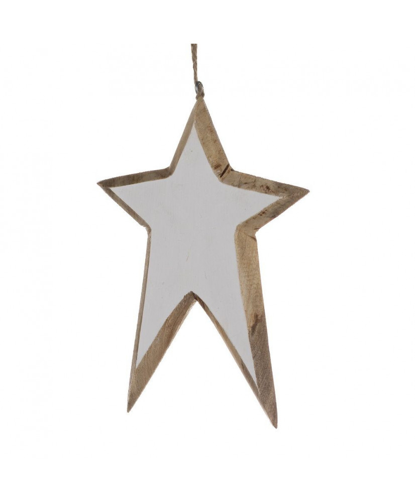 Αστέρι Λευκό Από Ξύλο Κρεμαστό 18x12εκ