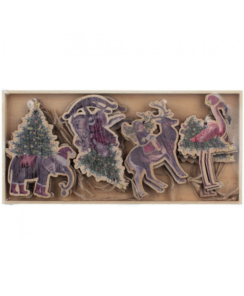 Στολίδια Με Εξωτικά Ζώα Από Ξύλο Στ 12τεμ