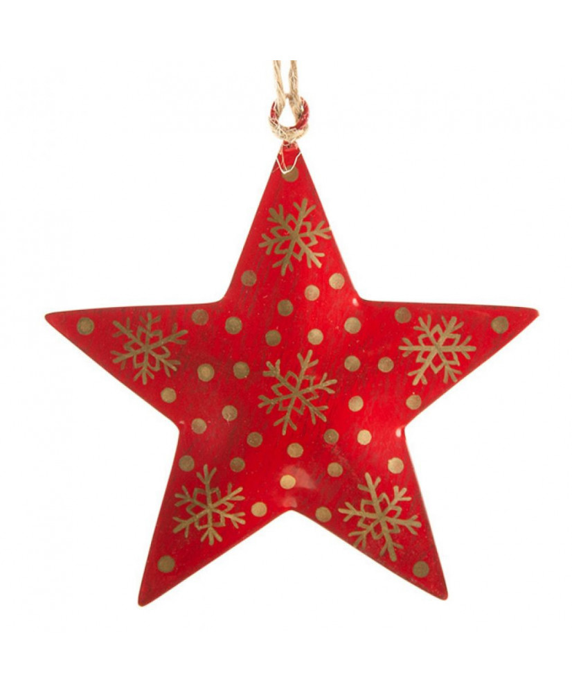 Αστέρι Κόκκινο Μεταλλικό Με Χρυσές Νιφάδες 12εκ