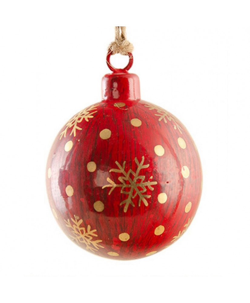 Μπάλα Κόκκινο Μεταλλικό Με Χρυσές Νιφάδες 7εκ