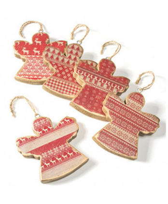 Άγγελος Ξύλινος Με κόκκινα...