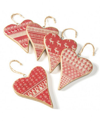 Καρδιά Ξύλινη Με κόκκινα...