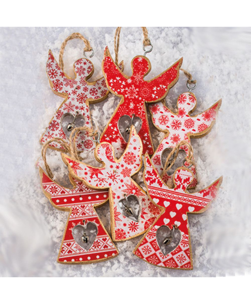 Άγγελος ξύλινος Με Καμπανάκι Κρεμαστός 7x9εκ