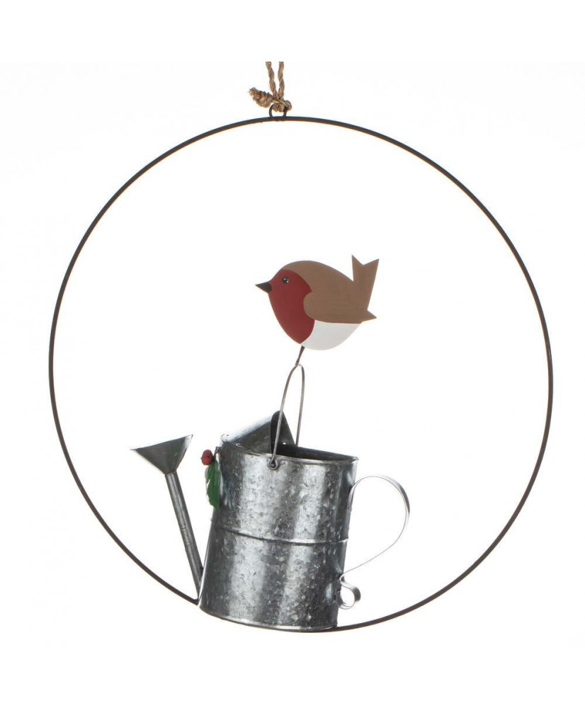 Στεφάνι Με Κοκκινολαίμη Κρεμαστό 28εκ