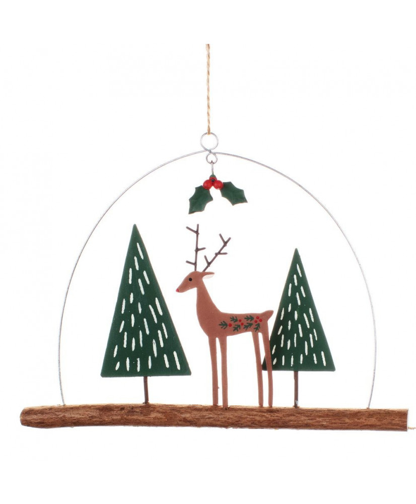 Τάρανδος Σε Κλαδί Με Σύρμα Κρεμαστό 16εκ