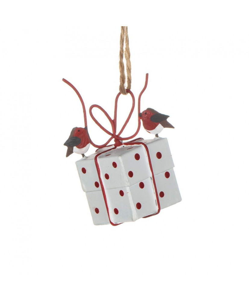 Στολίδι Δώρο Με Πουλιά Σε Λευκό Χρώμα κρεμαστό 6εκ