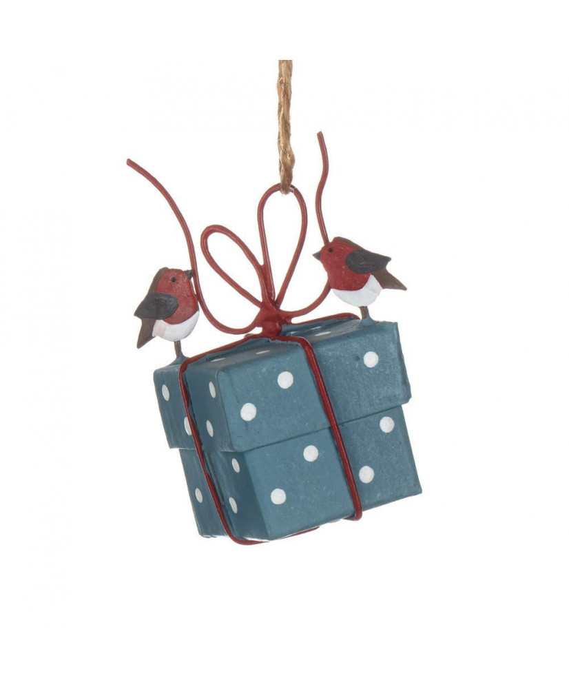 Στολίδι Δώρο Με Πουλιά Σε Μπλε Χρώμα κρεμαστό 6εκ