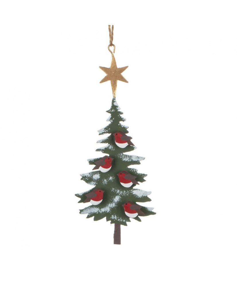 Στολίδι Δέντρο Με κοκκινολαίμη Κρεμαστό 11εκ