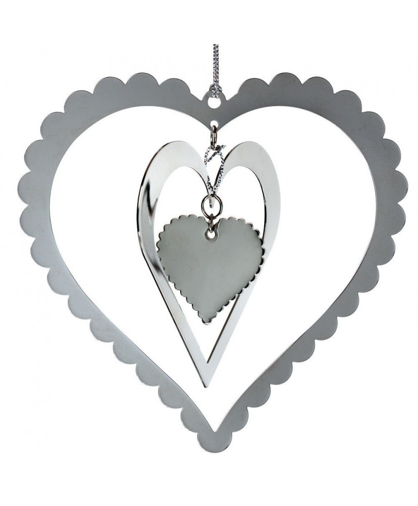 Καρδιές Μεταλλικές Fancy Σε ασημί Χρώμα Κρεμαστό 12x11,5εκ