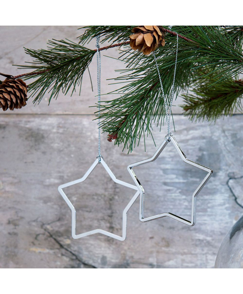 Αστεράκια Modern Σε Ασημί Χρώμα Σετ 2τεμ 6,5εκ
