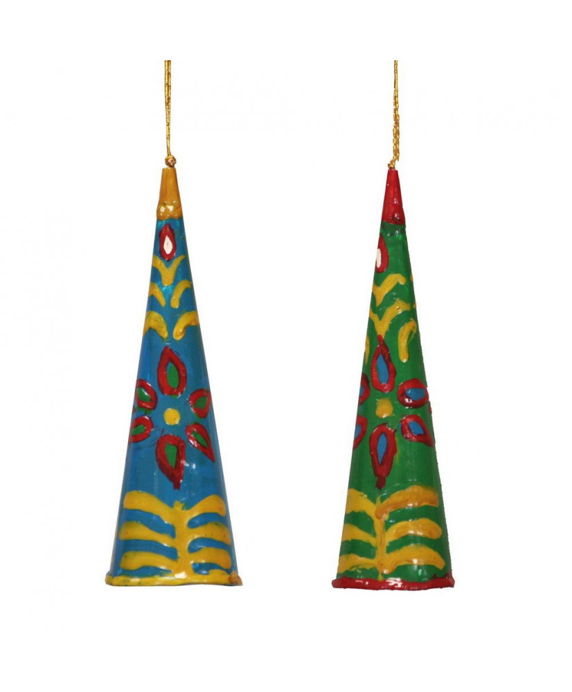 Στολίδια Κώνοι Πολύχρωμοι Κρεμαστοί Σετ 2τεμ 9,5εκ