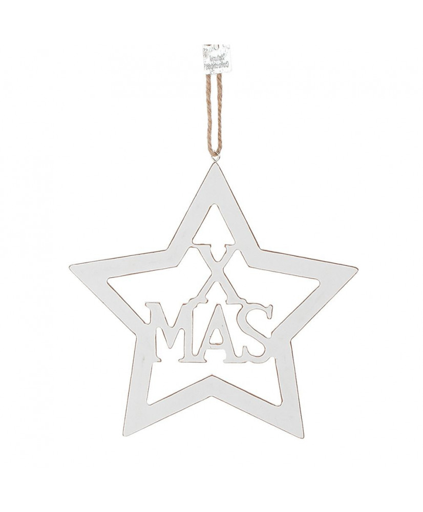 Αστέρι Λευκό Από Ξύλο Και Μήνυμα X-MAS 18εκ